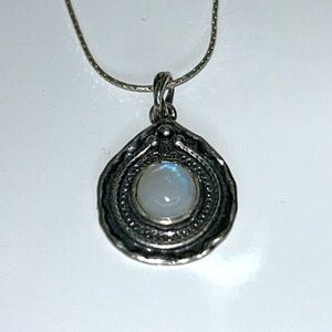 NWOT Passage to Israel Sterling Silver Genuine Moonstone Free Form Necklace Boho